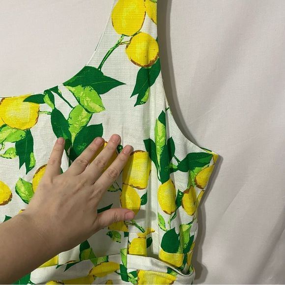 Sz 24 Nordstrom 1901 Button Front Lemon Print Dress - Picture 6 of 12